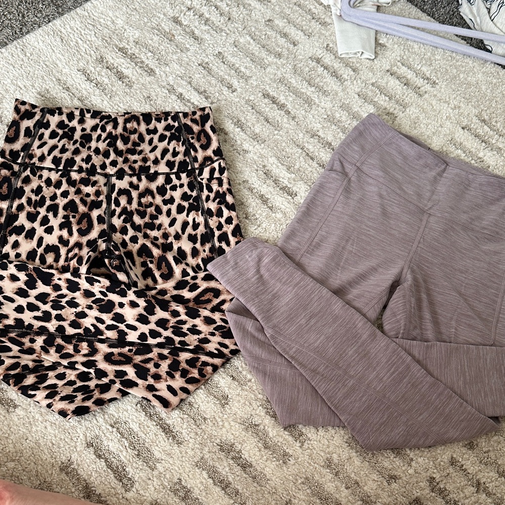 Victoria's Secret Leopard Print and Purple Leggings Bundle